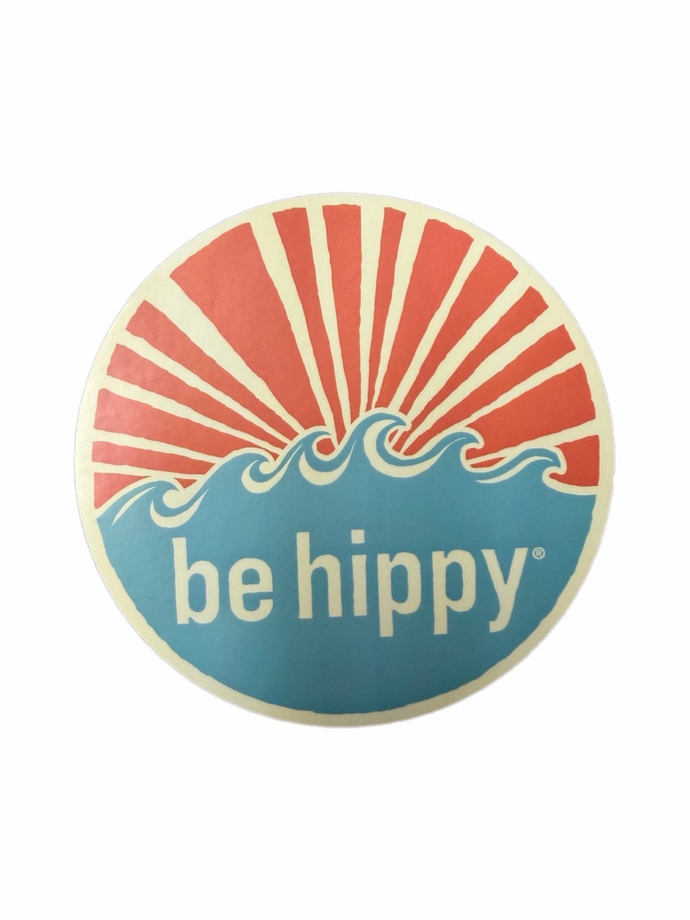 Be Hippy Blue and Coral Round Decorative Sticker